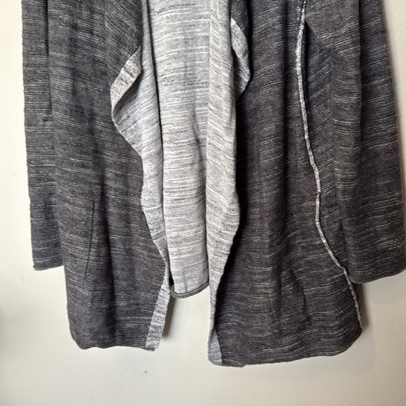 Eileen Fischer Open Cardigan Grey Large Pockets 100% Organic Cotton Cozy EUC - Picture 5 of 9